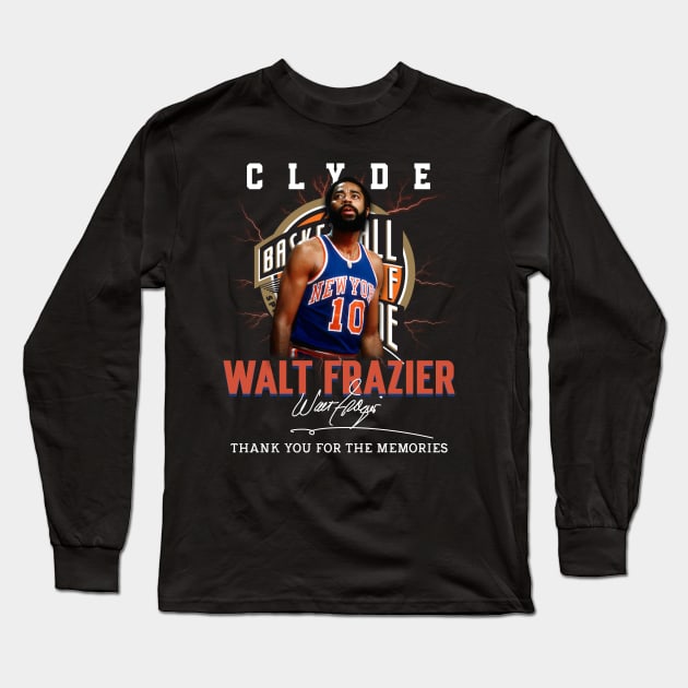 Walt Frazier The Clyde Basketball Legend Signature Vintage Retro 80s 90s Bootleg Rap Style Long Sleeve T-Shirt by CarDE